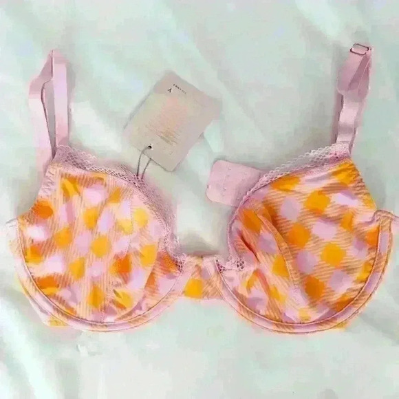 😍 NWT 😍 Savage x Fenty Gingham Remix Unlined Plunge Bra, Size 32DDD - Picture 2 of 6